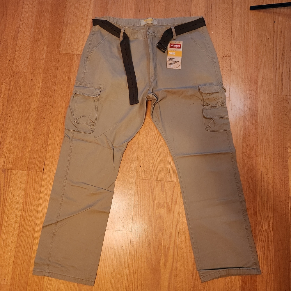 Men's Tan Cargo Pants with Belt